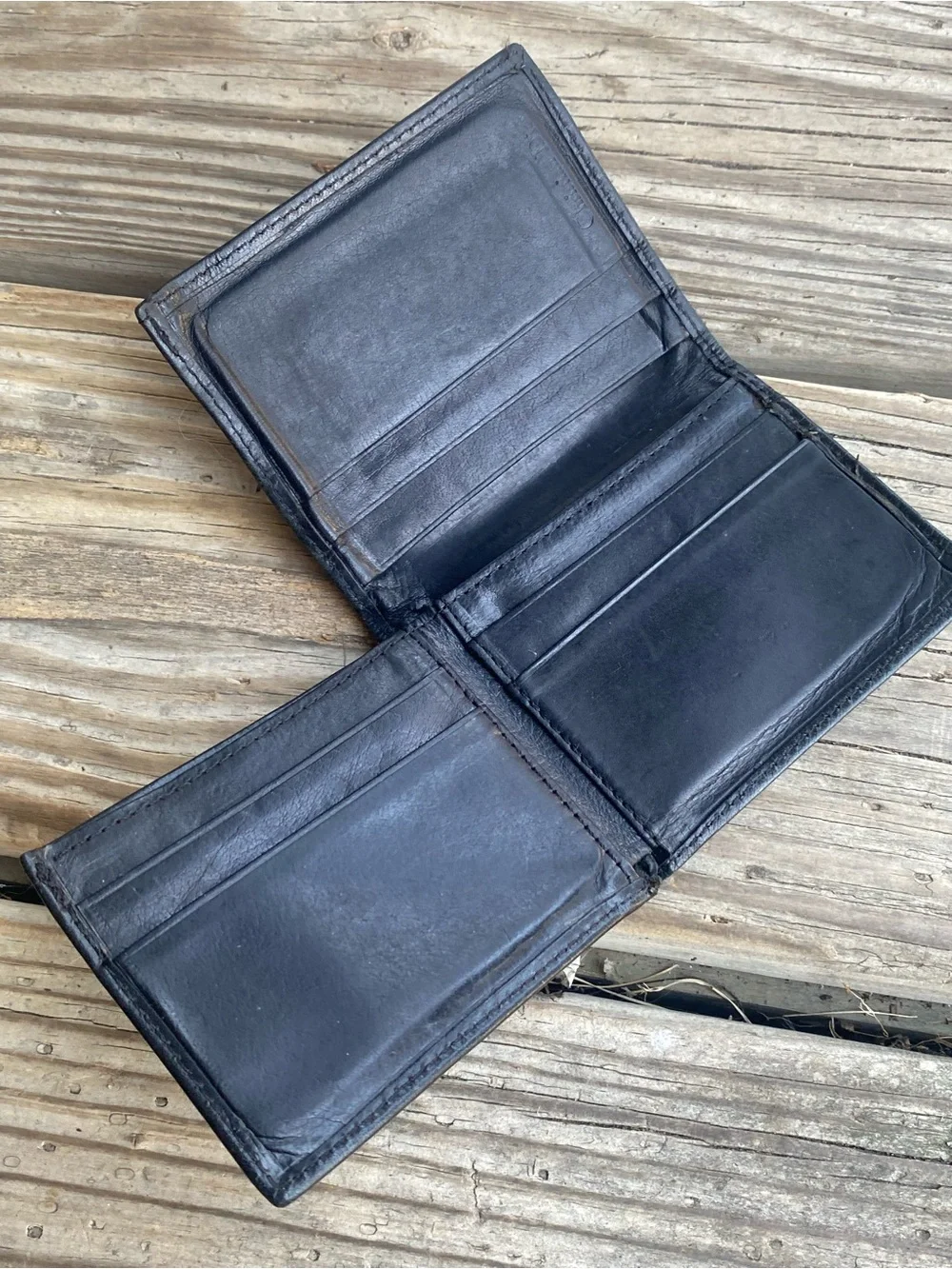 DIOR Vintage Black Leather Wallet with Embossed Monogram!